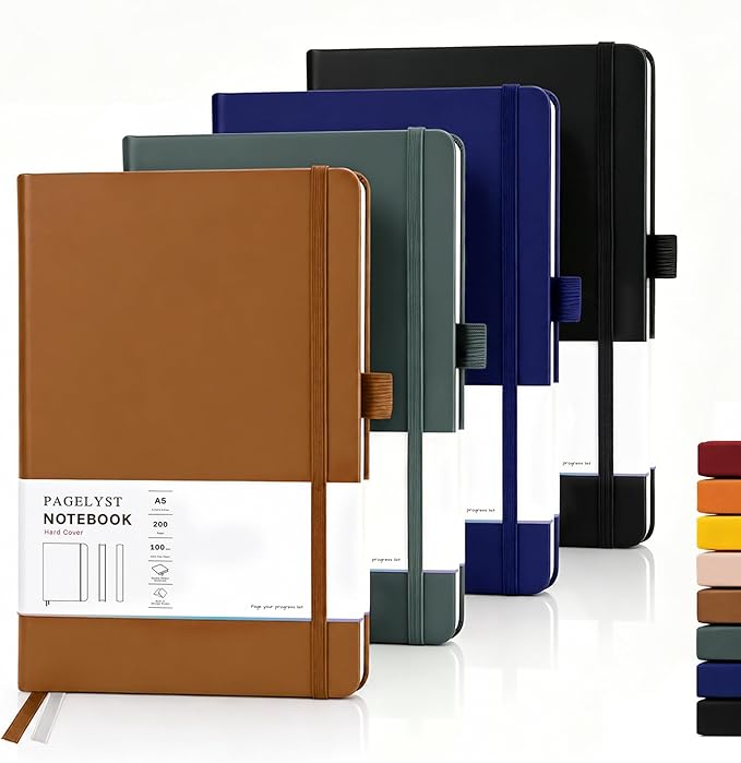 PAGELYST Blank Journal Notebook, 200 Pages, 4 Pack Leather Hardcover Notebook by Unknown