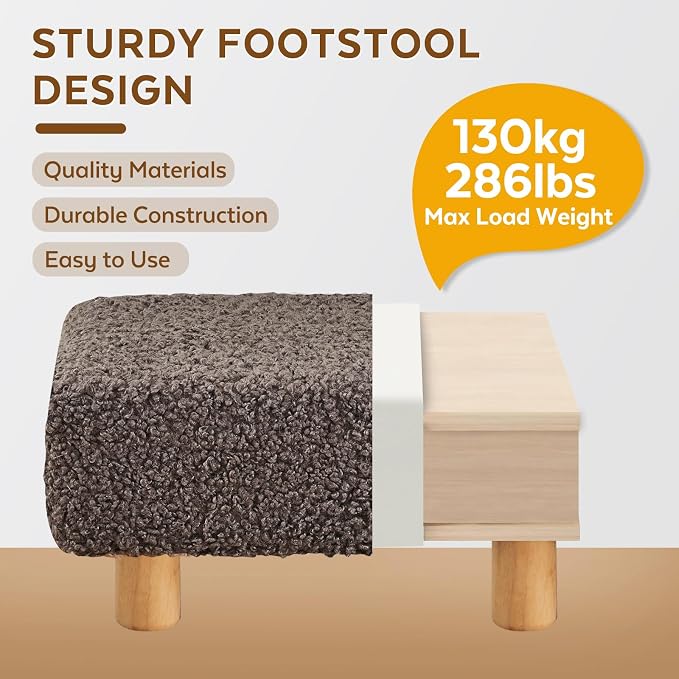 Small Foot Stool Ottoman, Sherpa Footstool Ottoman Foot Rest - Image 3