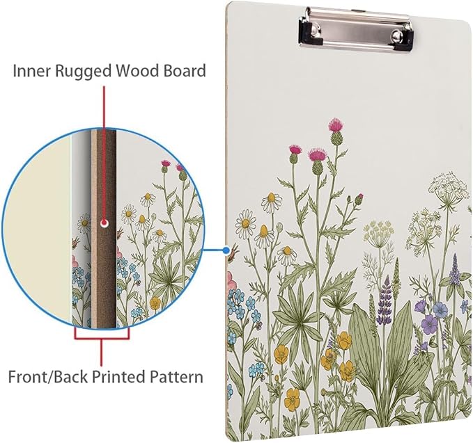 Britimes Clipboard Decorative Office School Hardboard Wood Nursing Clip Board - Image 4