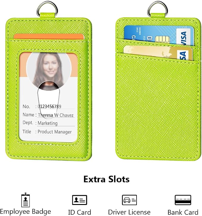 Leather Badge Holder and Adjustable Retractable Lanyards, Quick Release Buckle - Image 3