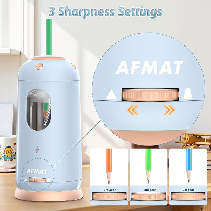 AFMAT Electric Pencil Sharpener, Auto in & Out, Fully Automatic Pencil Sharpener - Image 4