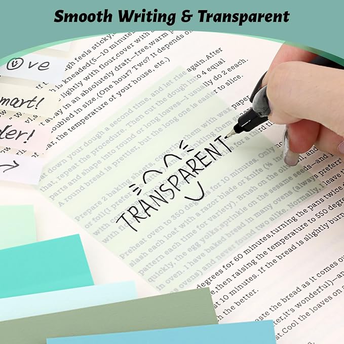 ‎SYMDROMIA Transparent Sticky Notes, 800 Sheets Forest Green - Image 7