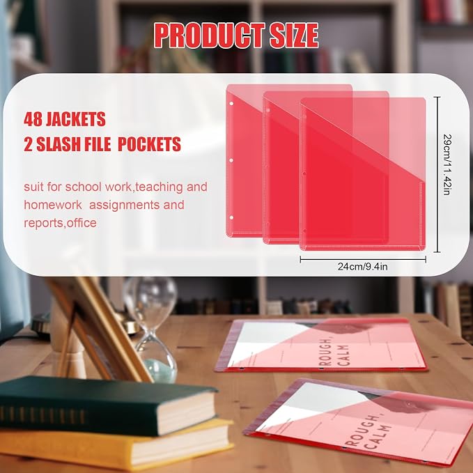 Seajan 48 Pcs Pocket Folders for 3 Ring Binder Clear Plastic Folders Sleeves - Image 2