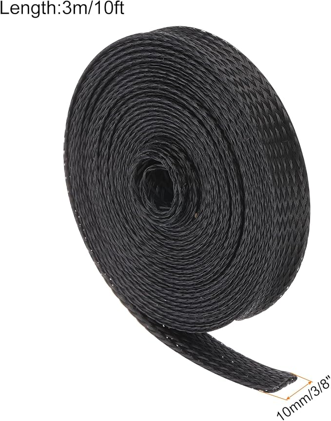 10ft PET Expandable Wire Loom 3/8 Inch, PET Braided Wire Sleeving Cable - Image 2