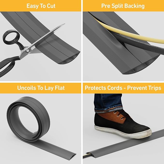 D-Line 30ft Floor Cord Cover, Floor Cable Protector, Extension Cord Cover - Image 2