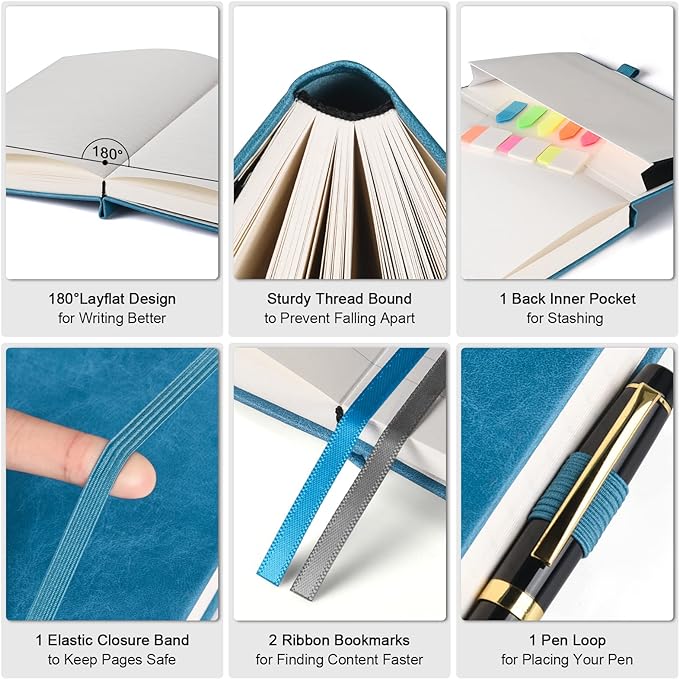 Lined Journal Notebook, Large A5 College Ruled Notebook, 312 Numbered Pages - Image 2
