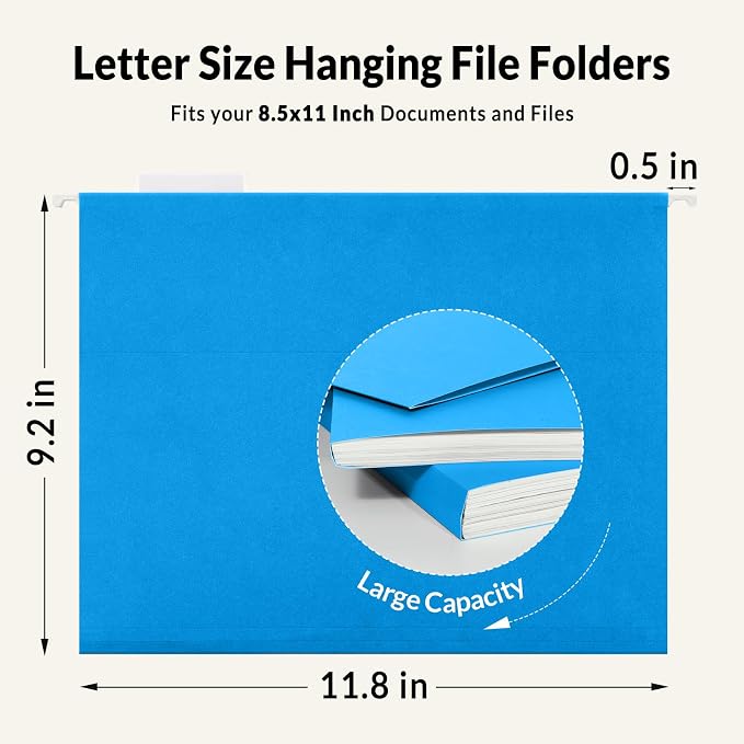 SUNEE 25 Pack Hanging File Folders, Hanging File Folders Letter Size - Image 5