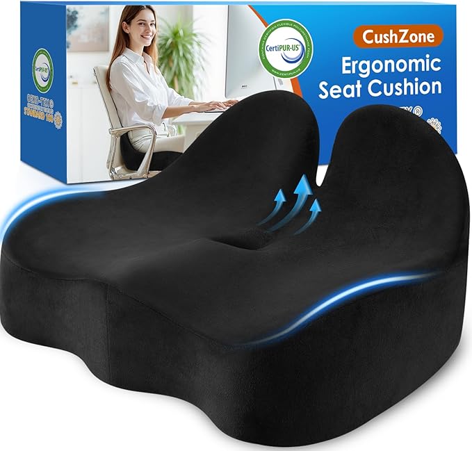 CushZone Seat Cushion, Ergonomic Memory Foam Seat Cushions by CushZone