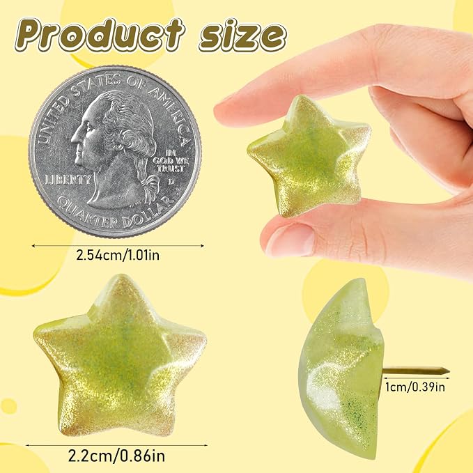 30 Pack Glitter Decorative Push Pins, Aesthetic Resin Thumb Tacks - Image 2