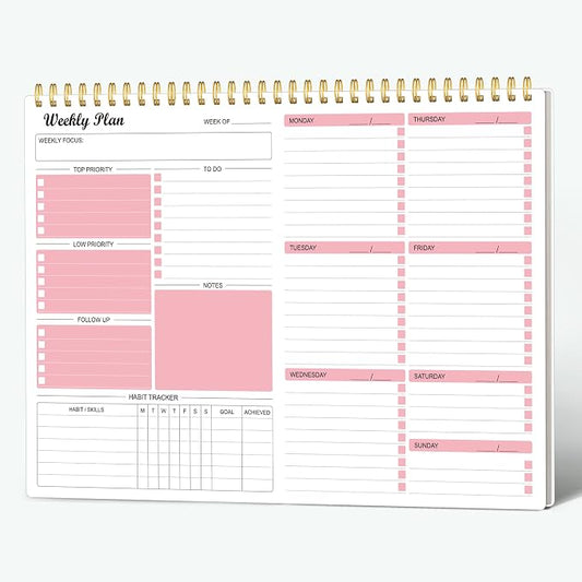 Weekly Planner Notepad Undated Weekly Goals Schedule Planner To Do List by RegoldenBook