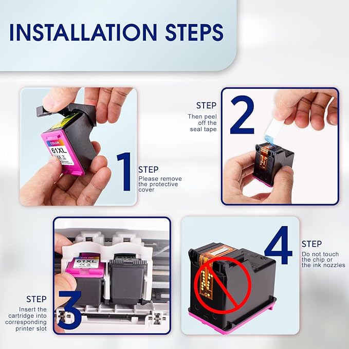 61XL 61 Ink Cartridge Combo Pack Compatible for HP Ink 61 Works with Envy 4500 4501 4630 5530 Deskjet 1000 1010 2540 Officejet 4630 4635 Printer (1 Black, 1 Color) 2-Pack-DeskLoop Office
