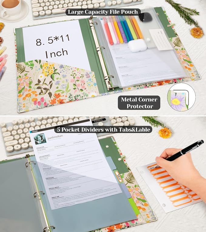 3 Ring 1 Inch Binder Organizer, KLLVE Three Ring Binders - Image 3