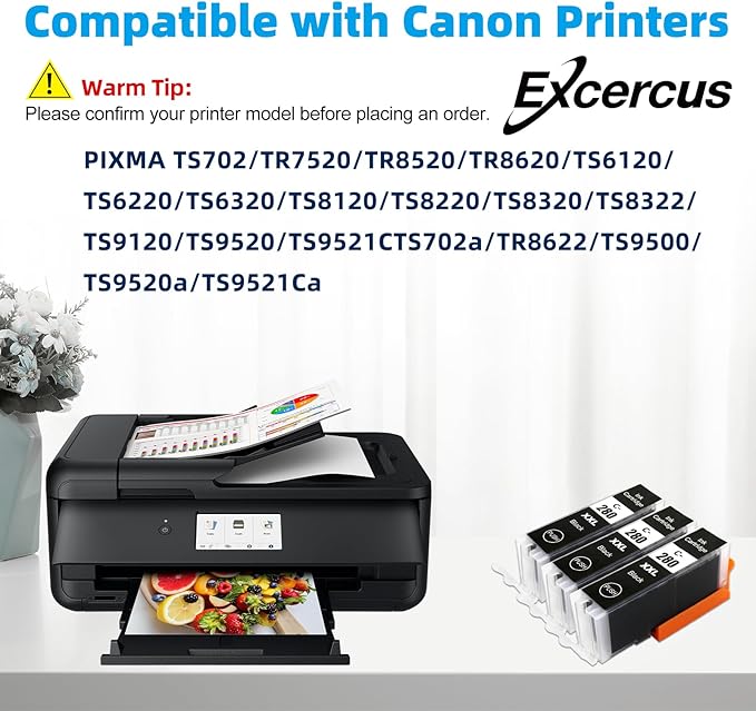 Compatible Ink Cartridge Replacement for for Canon pg280 bk PGI-280 PGI-280XXL BK Black Ink TankWorks for PIXMA TR7520 TR8520 TR8620 TS6120 TS6320 TS8220 TR8622 TS9120 Printers（3Pack）-DeskLoop Office