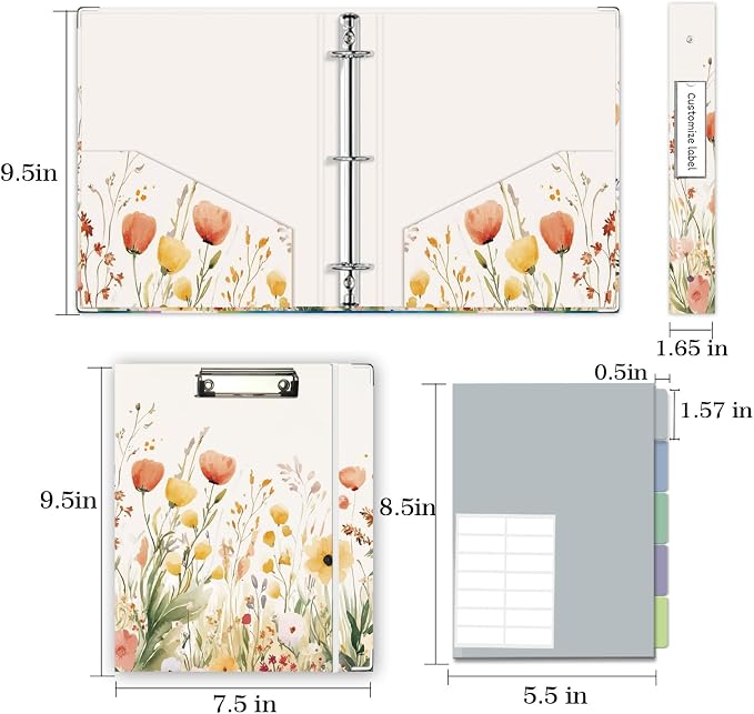 Mini Binder Organizer for 5.5" x 8.5" Paper ，1 Inch 3 Ring Binder - Image 6