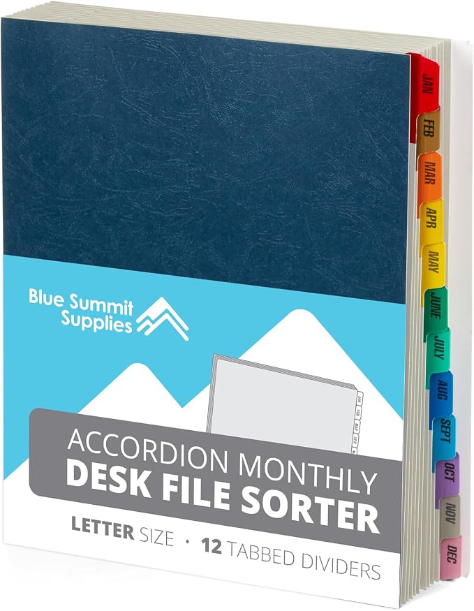 Blue Summit Expanding Monthly File Organizer, Letter Size 12 Month File Folder by BlueSummitSupplies