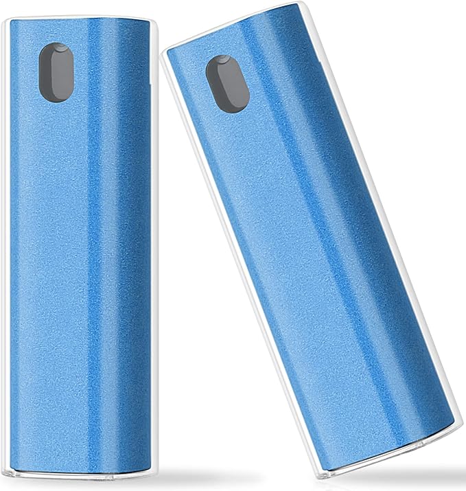 2 Pcs Fingerprint Proof Cleaner, 3 in 1 Touchscreen Mist Spray Wipe Cleaner Soft Fiber Flannel, Safe for All Phones Glasses Tablet Laptop TV Watch Screens (Blue)-DeskLoop Office