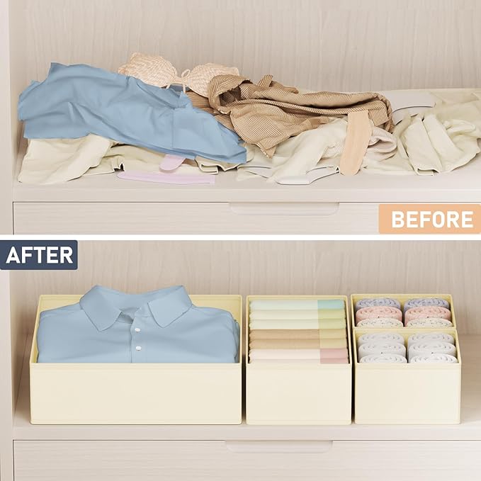 DIMJ Drawer Organizer Clothes Storage - 24 Pack Baby Dresser Organizer for Nursery, Small Fabric Closet Drawer Organizer Bins for Underwears Socks, Foldable Storage Dividers Organization for Bedroom-DeskLoop Office