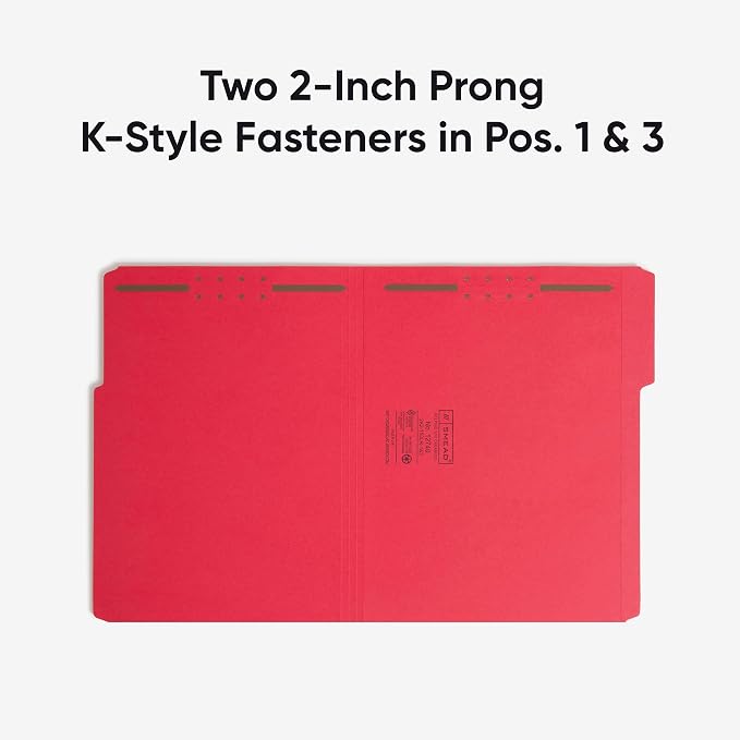 Smead Fastener File Folders, Reinforced 1/3-Cut Tabs, 2 Fasteners, Letter Size - Image 6