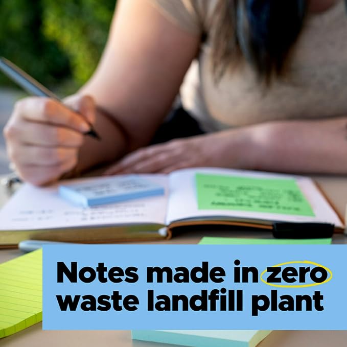 Post-it 100% Recycled Paper Super Sticky Notes, 2X The Sticking Power, 4x4 in - Image 9