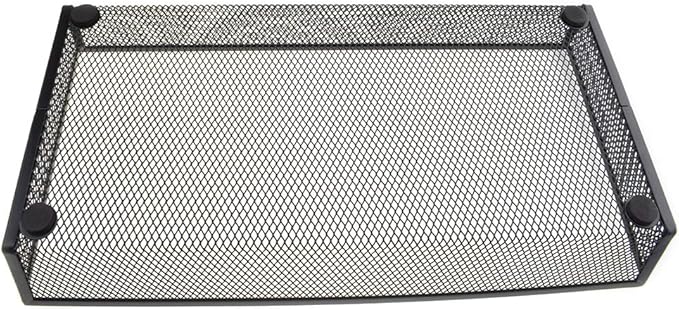 HAHIYO Stackable Mesh Tray Cup 12 x 6 x 2 inches Sturdy Container for Desk Drawer Organizer Collection for Home Office School kitchen Soft Foam Feet No Sharp Edges 1 Pack Black-DeskLoop Office