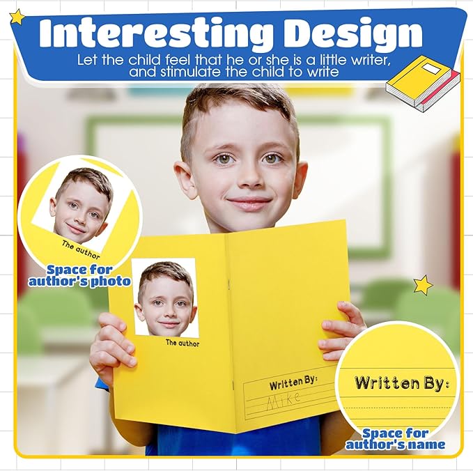 Henoyso 6 Pcs Primary Composition Notebook K-2 9 3/4 x 7 1/2 Inch Primary Journal, Back to School Supplies, Bulk Blank Writing Book for Kid to Write Draw Journal 60 Page Notebooks (Colorful)-DeskLoop Office