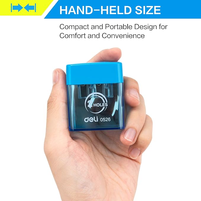 Deli Pencil Sharpener, Manual Pencil Sharpeners, Dual Holes - Image 5