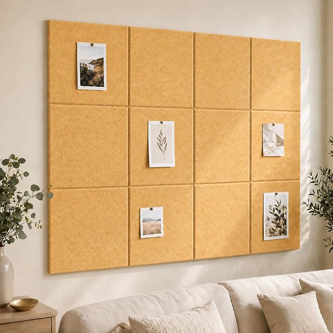 Felt Bulletin Board Tiles, Cork Board Alternative, 48 x 36 in | 0.35 in modular by CreateYourIdealSpace