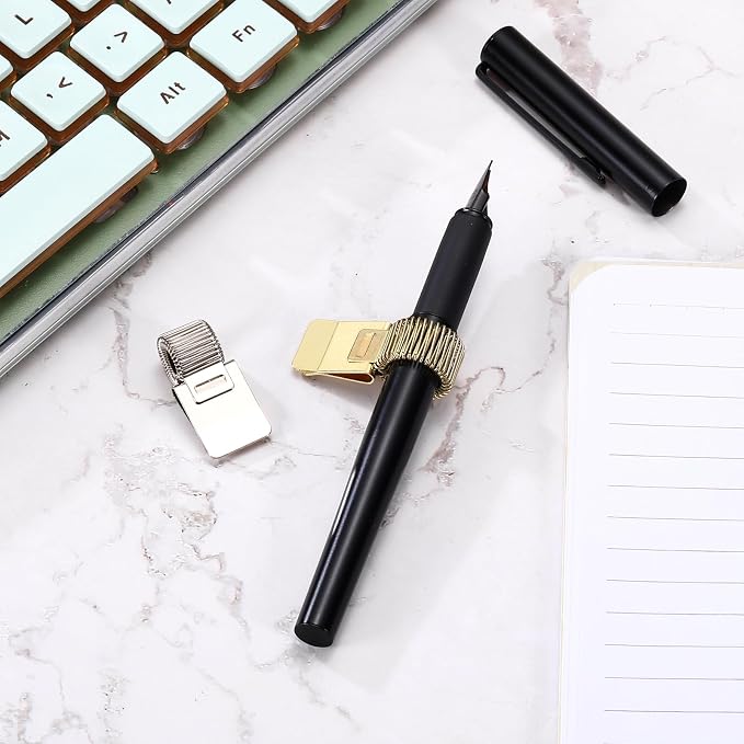 PATIKIL 2Pcs Metal Pen Clip Holder, Adjustable Loop Pen Pencil Organizer - Image 5
