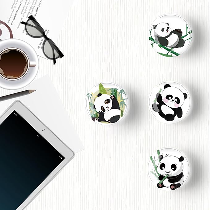 12Pcs Glass Refrigerator Magnet Fridge Sticker,Panda Fridge Magnets Decoration for Crafts,Strong Fridge Magnets for Kitchen, School,Office Whiteboard, Cabinet and Dishwasher-DeskLoop Office