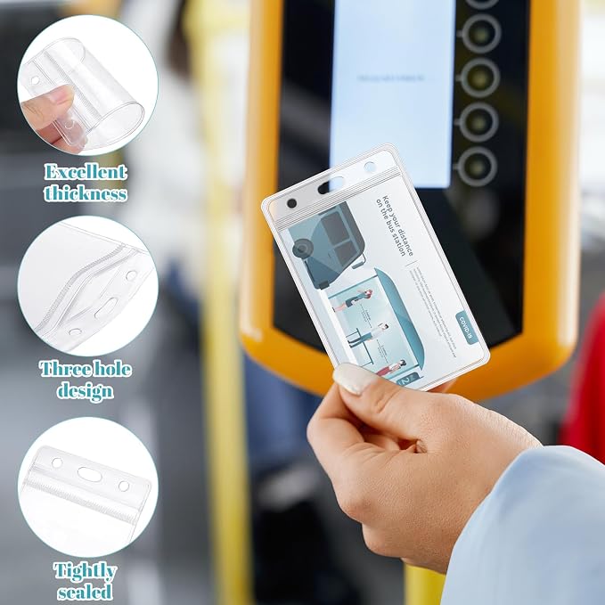 150 Pack Vertical ID Badge Holders Clear Plastic Waterproof Card Holder - Image 4