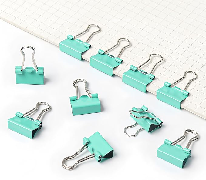 50 Pack Small Green Binder Clips 3/4 Inch, Colored Little Paper Clamps - Image 4