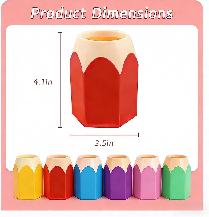 6pcs Pencil Shaped Pen Holders, Cute Desktop Pencil Cup & Makeup Brush Container - Image 2