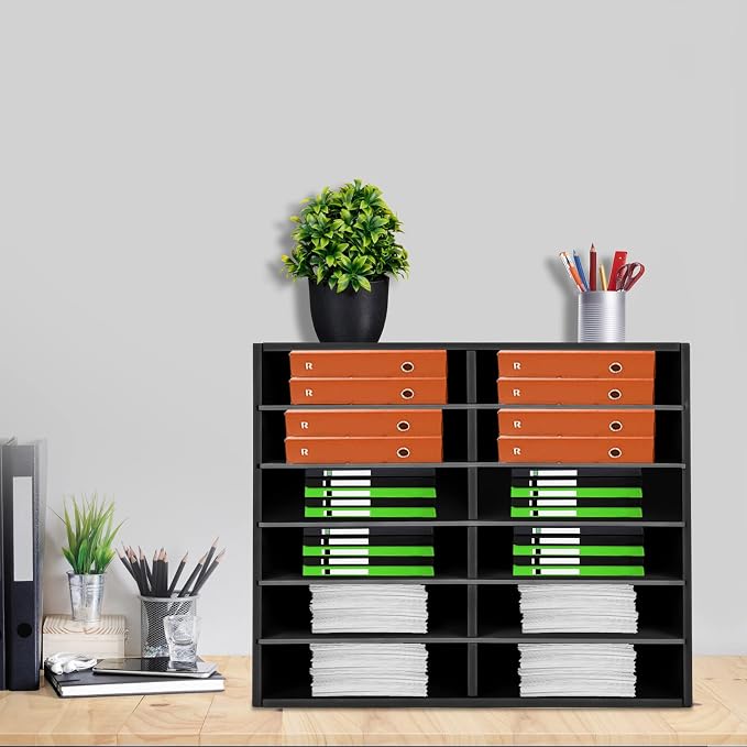 Literature Organizer Sorter for Desk, 12 Slots Adjustable File Sorter Mail - Image 2