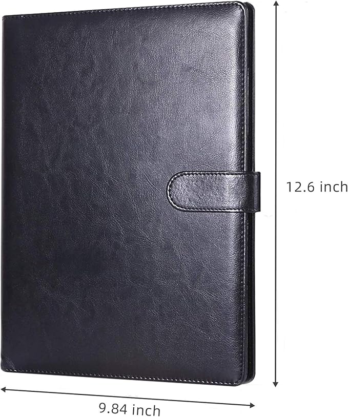 Padfolio Clipboard Folder Portfolio, Mymazn Faux Leather Storage Clipboard with Cover for Legal Pad Holder Letter Size A4 Writing Pad for Business School Office Conference Notepad Clip Boards (Black)-DeskLoop Office