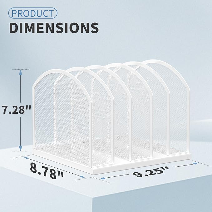 Gawerk 5-Section Vertical Desktop Organizer, 5-Section Mesh File Folder Stand - Image 2