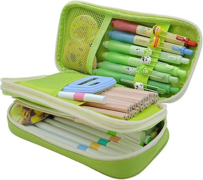 Large Capacity Pencil Case - Durable Zipper Aesthetic Pen Pouch, Big Storage Organizer for School, Office & Travel - Waterproof & Multi-Use (Fruit Green)-DeskLoop Office