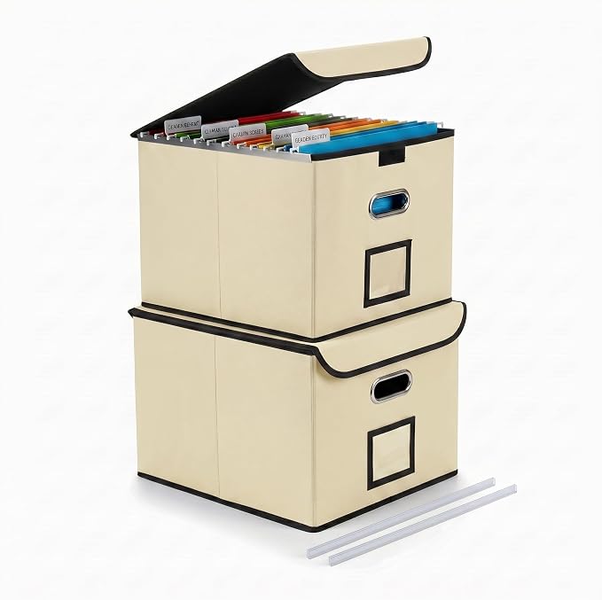 CADONO File Organizer Box with Lid, Large Hanging File Folder Organizer with by CADONO