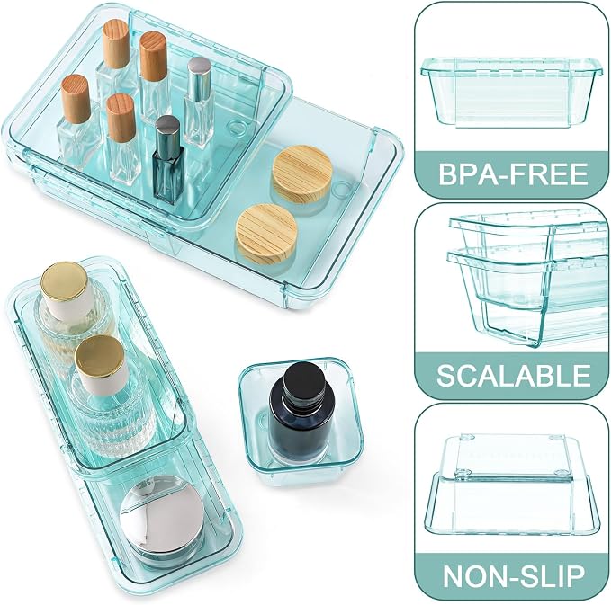 25 Pcs Clear Drawer Organizer, Adjustable Drawer Storage Box, 3-Size Desk - Image 3