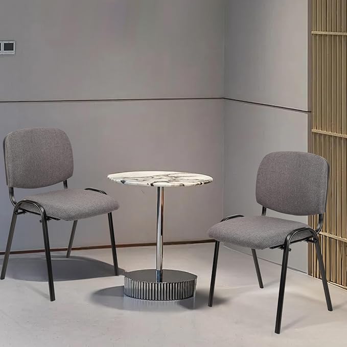 CLATINA Waiting Room Chairs Fabric Stackable Chair Metal Frame with Lumbar Support and Thickened Seat Cushion for Waiting Conference Room Guest Chairs 1 Pack…-DeskLoop Office