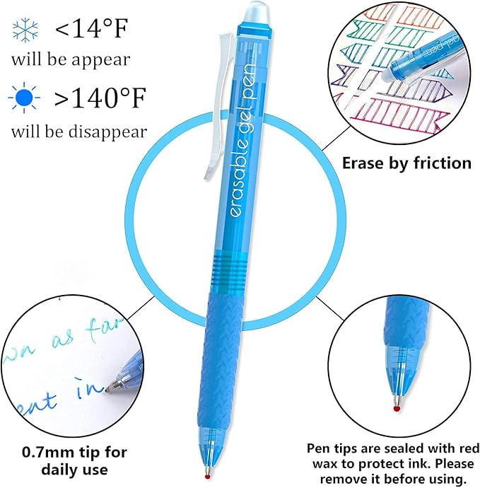Vanstek 15 Colors Retractable Erasable Gel Pens Clicker, Fine Point, Make - Image 3
