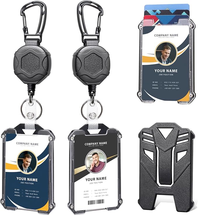 Badge Holder Retractable Clip Heavy Duty Carabiner Badge Reel Keychain by COOKOOKY