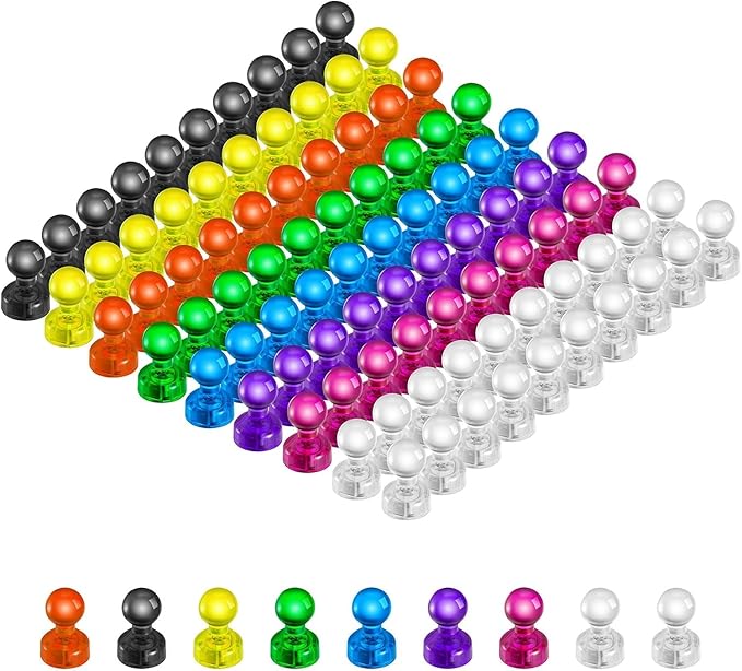 90 PCS Colorful Strong Magnetic Push Pin Magnets, Office/Classroom Magnets,8 Assorted Color, Perfect to use as Kitchen Home and School, Map Magnets,Whiteboard Magnets-DeskLoop Office