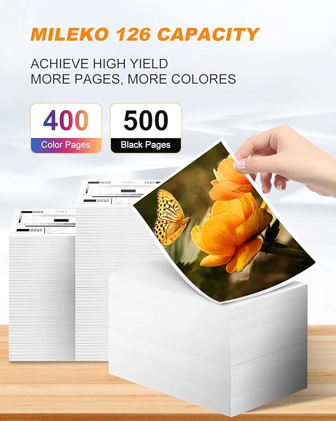 126 Ink Cartridges Remanufactured Replacement for Epson 126 Ink Cartridges for Epson 126 T126 Ink use for Epson Workforce WF-3520 WF-3540 WF-7010 435 545 645 845 60 Stylus NX430 (10 Pack，126 Ink)-DeskLoop Office