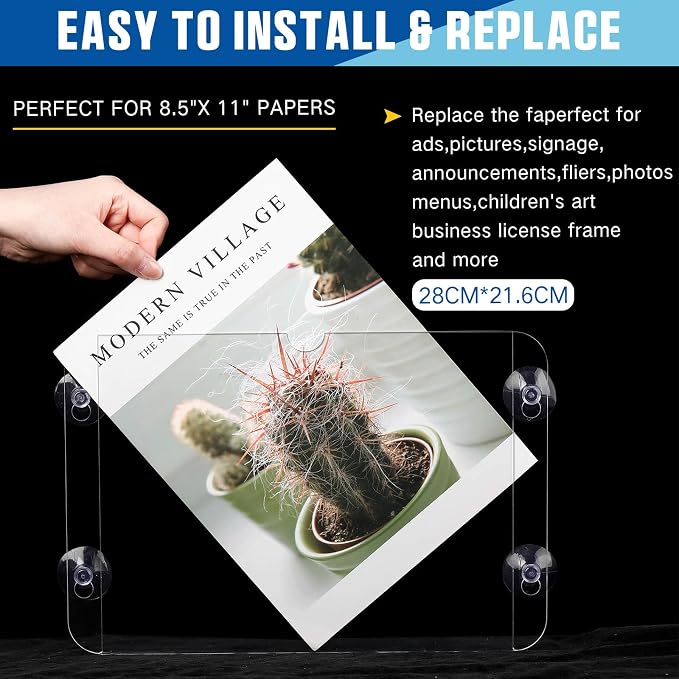 Handepo 8 Pack Acrylic Window Sign Holder 8.5 x 11 Inch - Image 4