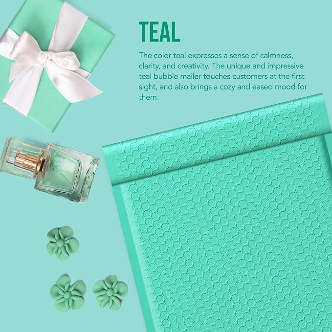 Fuxury 500 Pack Teal Bubble Mailers 10.5x16 Inch, Self Seal Padded Envelopes - Image 6