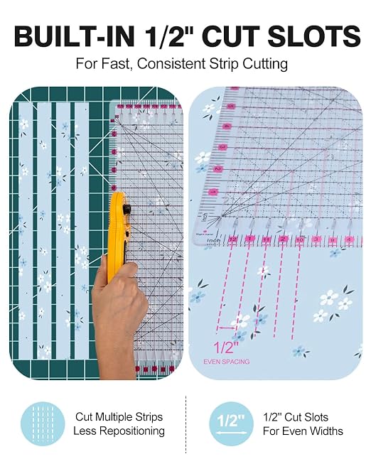 Quilting Rulers 12.5" x 12.5", Slotted Quilting Ruler - Image 6