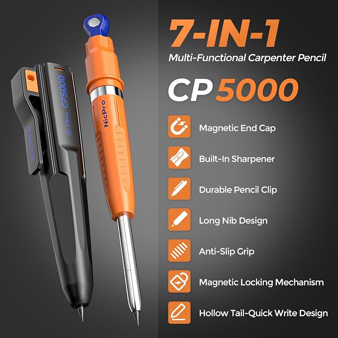 Nicpro New 7-in-1 Magnetic Carpenter Pencils - Image 2