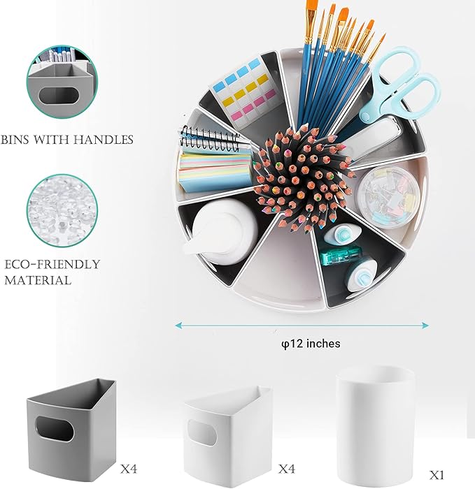 MeCids 360 Rotating Storage Organizer Desk Organizers Pen Holder– 12” Lazy - Image 4