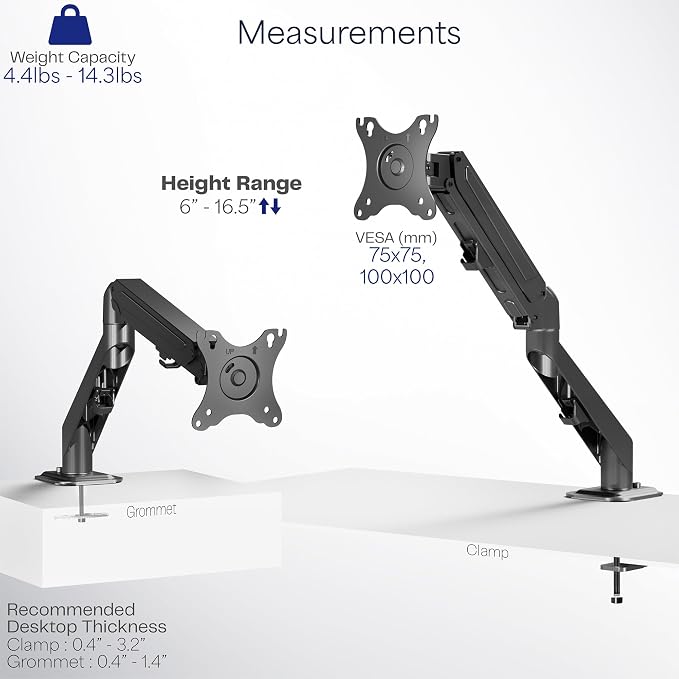 VIVO Heavy Duty Single Monitor Tension Arm - Image 4
