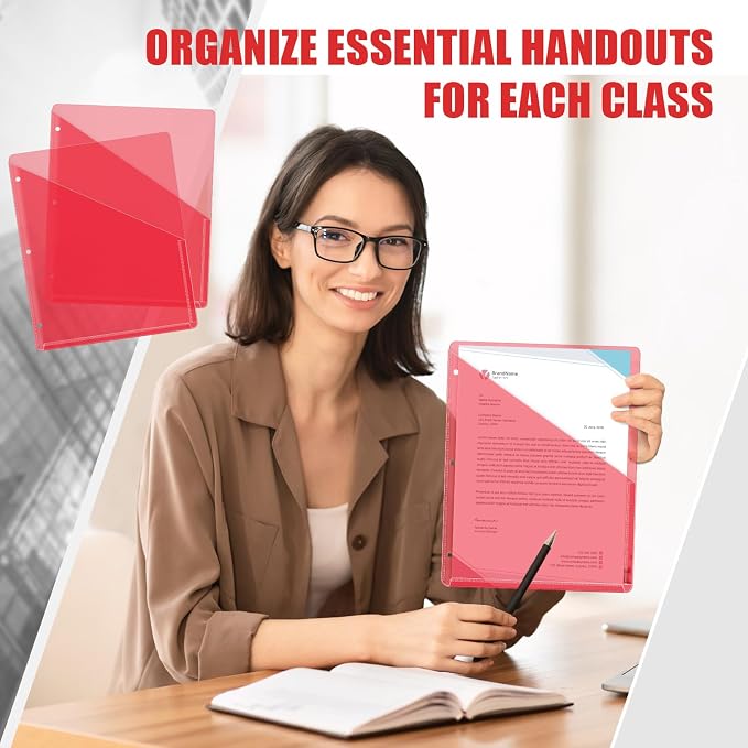 Seajan 48 Pcs Pocket Folders for 3 Ring Binder Clear Plastic Folders Sleeves - Image 5